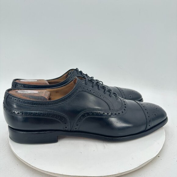 Allen Edmonds Strand Men Size 12B Black Leather Brogue Cap Toe Oxford Dress Shoe - Picture 4 of 12